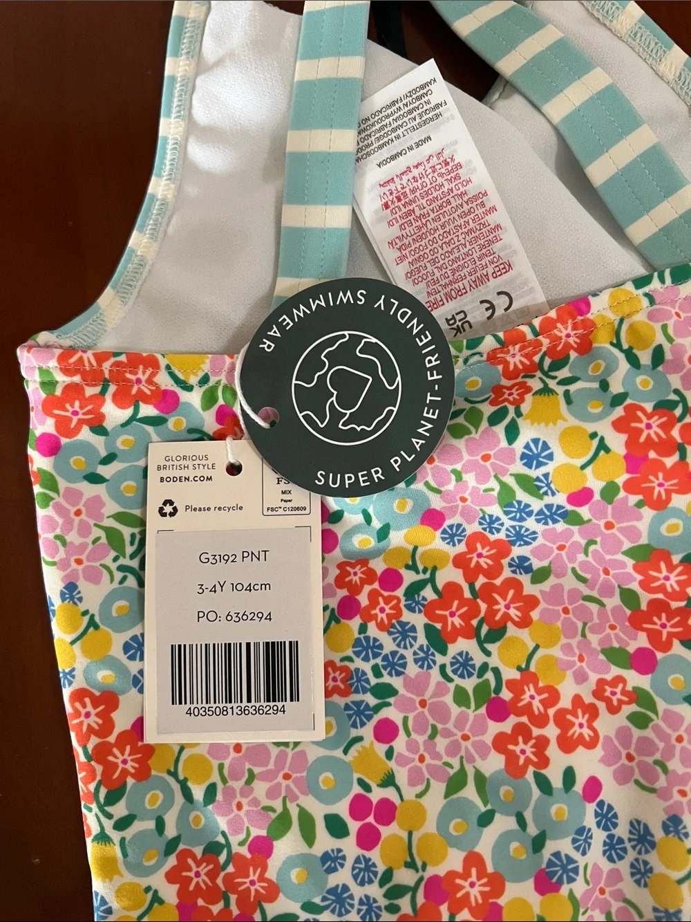 Mini Boden NWT Swimsuit. Sz 3-4 years 104 cm